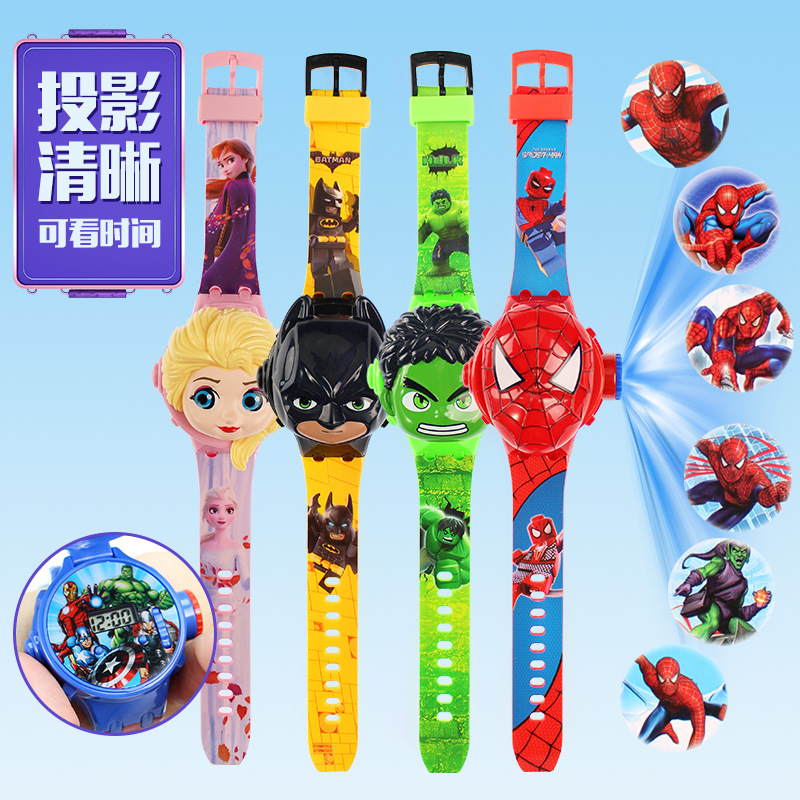 【Hot】Retail Foldable Projector Watch for Boys, Girls, and Children - Cartoon 3D Anime Character Electronic Watch