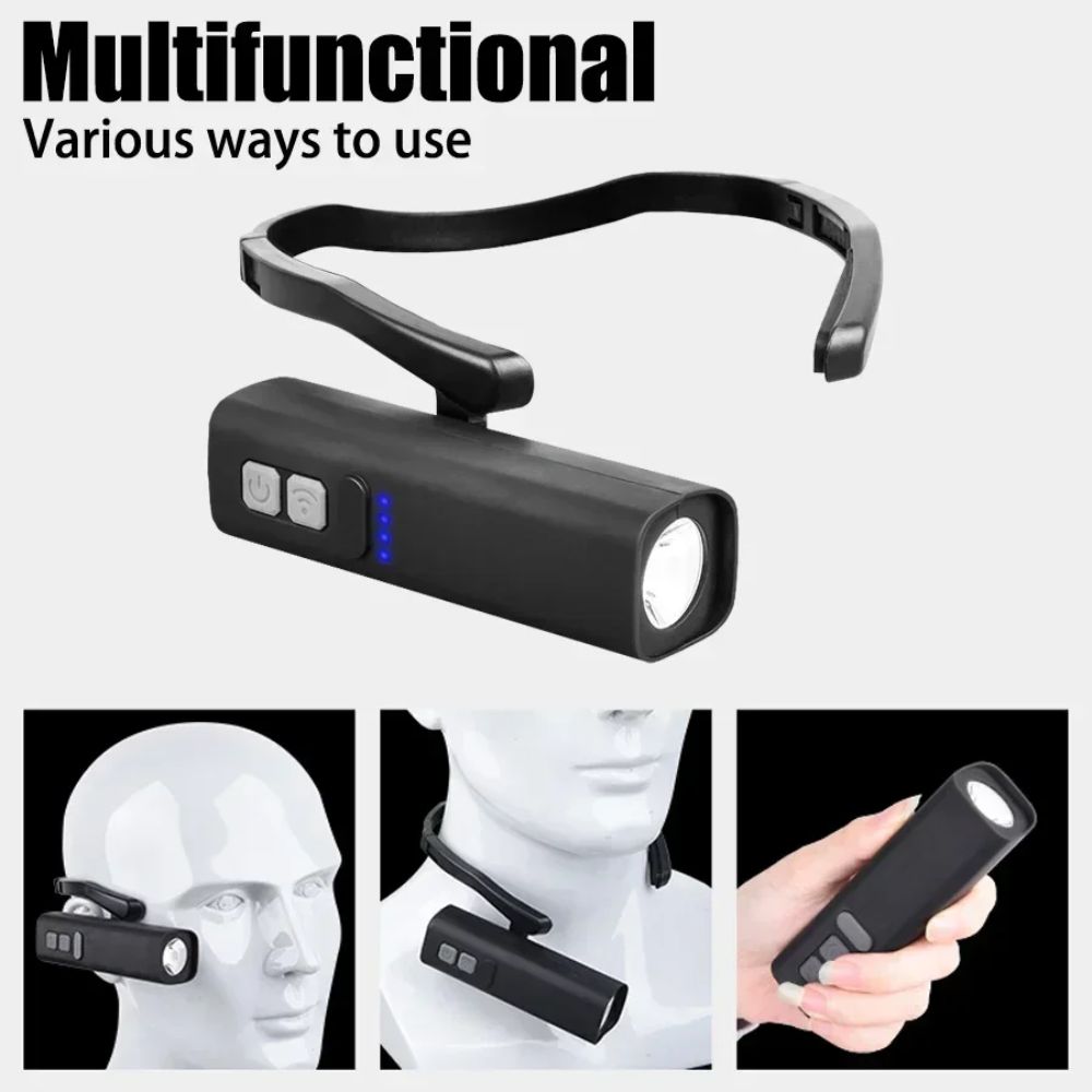 Premium Rechargeable Ear Clip Headlamp IPX4 Waterproof Lightweight Hands-Free Light Adjustable Portable LED Headlight Hiking