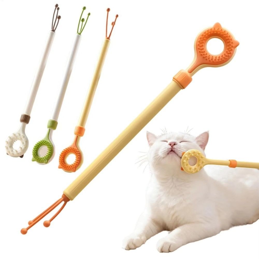 Cat Toy Creative Scratching and Massage Stick Relieve Itching Telescopic Handle 3-In- Scratching Stick Multifunctional Portable Double Sided Massager Stick Home Playtime
