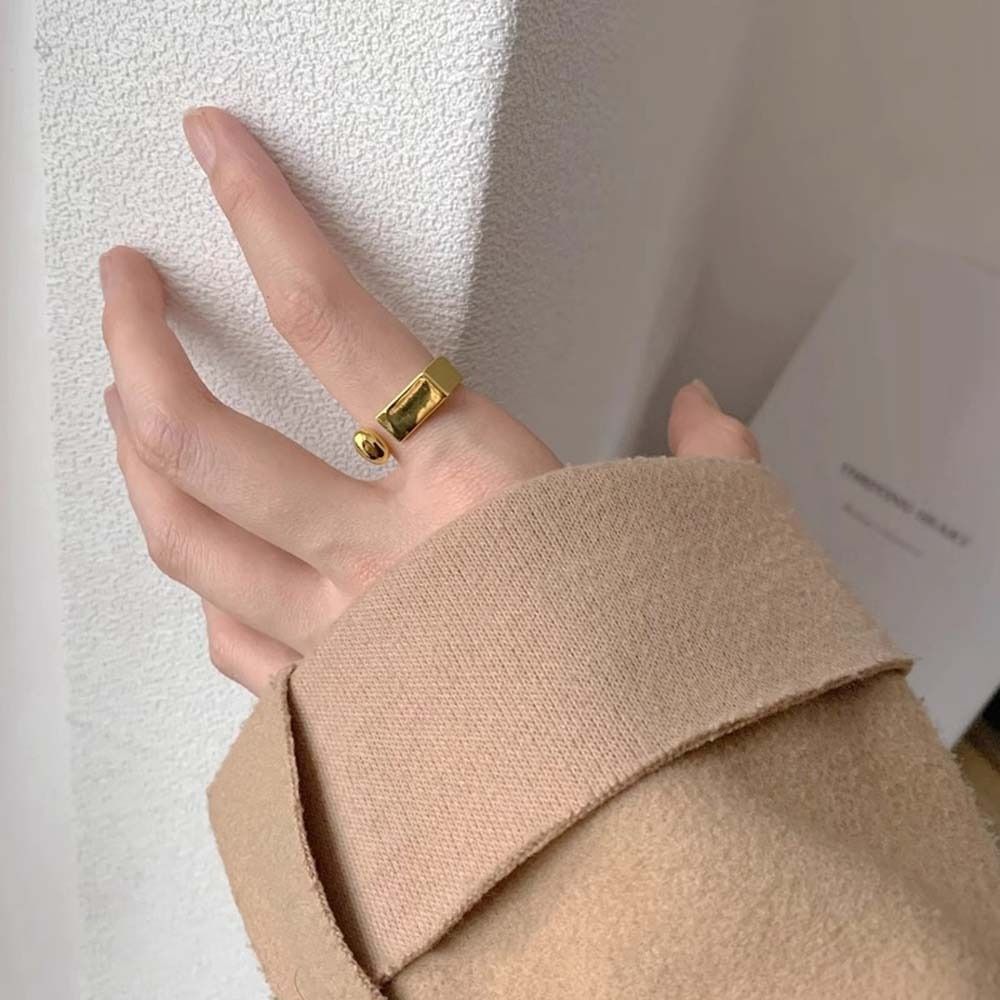 Vintage Jewelry Accessories Square Ring Color Metal Geometric Opening Square Open Rings Open Adjustable Square Alloy Ring Lady