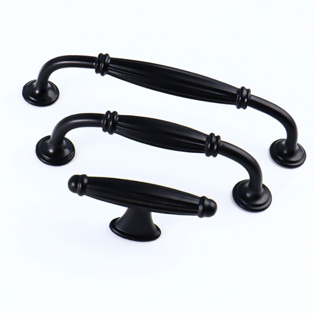Durable Aluminum Alloy Arched Cabinet Door Handles Retro Style Minimalist Drawer Handle Light Luxury Black Wardrobe Door Handle For Cabinet Wardrobe Drawer