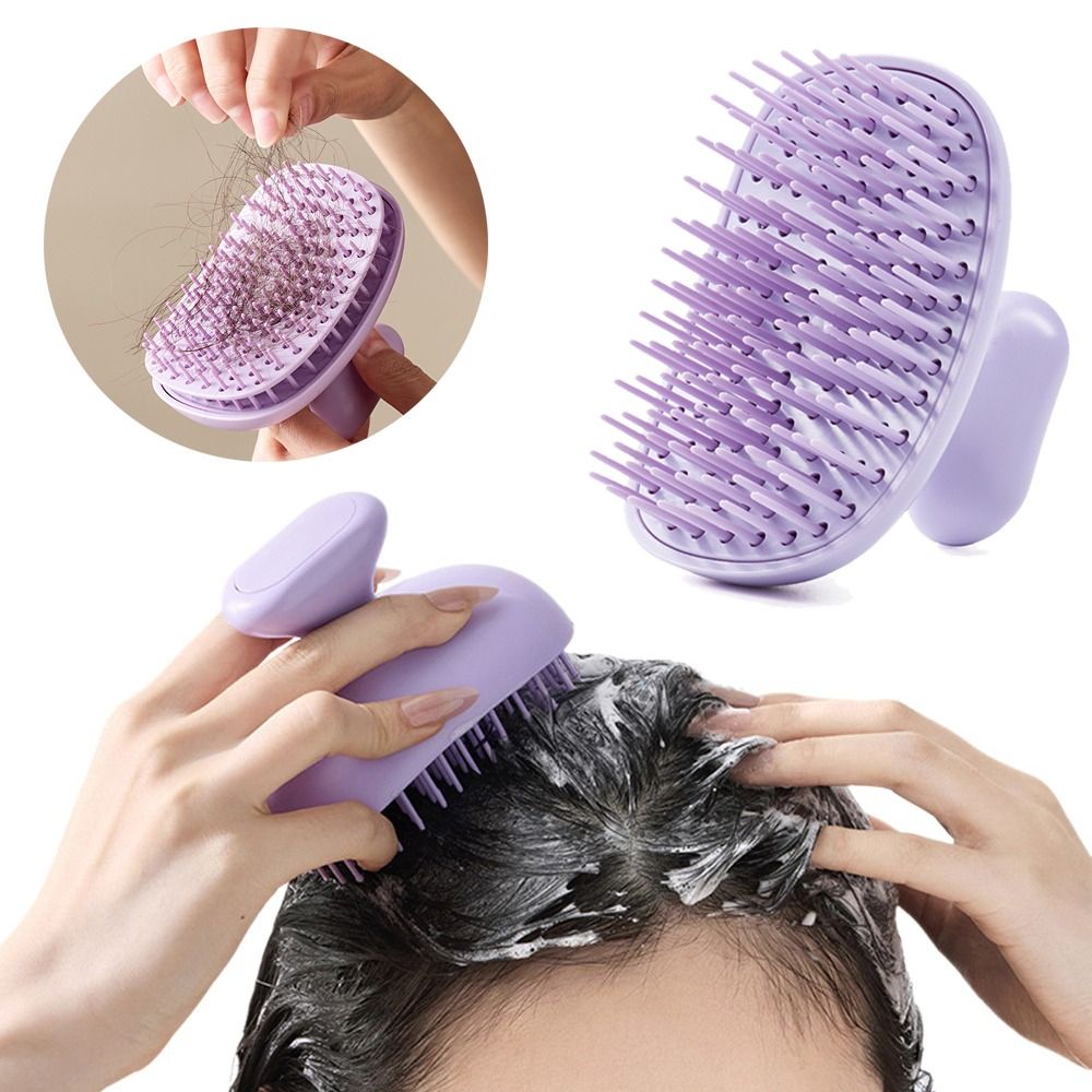 Portable Self Cleaning Silicone Shampoo Brush Soft Dandruff Removal Hair Washing Comb Comfortable Deep Cleaning Scalp Cleaning Scrubber Home Use