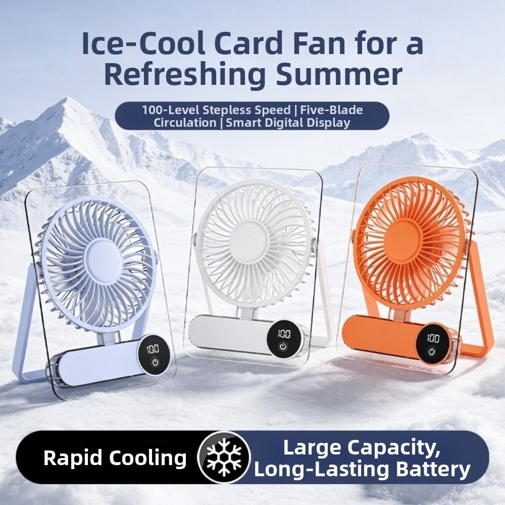Simple Foldable Desk Fan Wall Hanging&Handheld 100 Levels Table Cooling Fan Lightweight High Wind Small Air Circulating Fan Travel