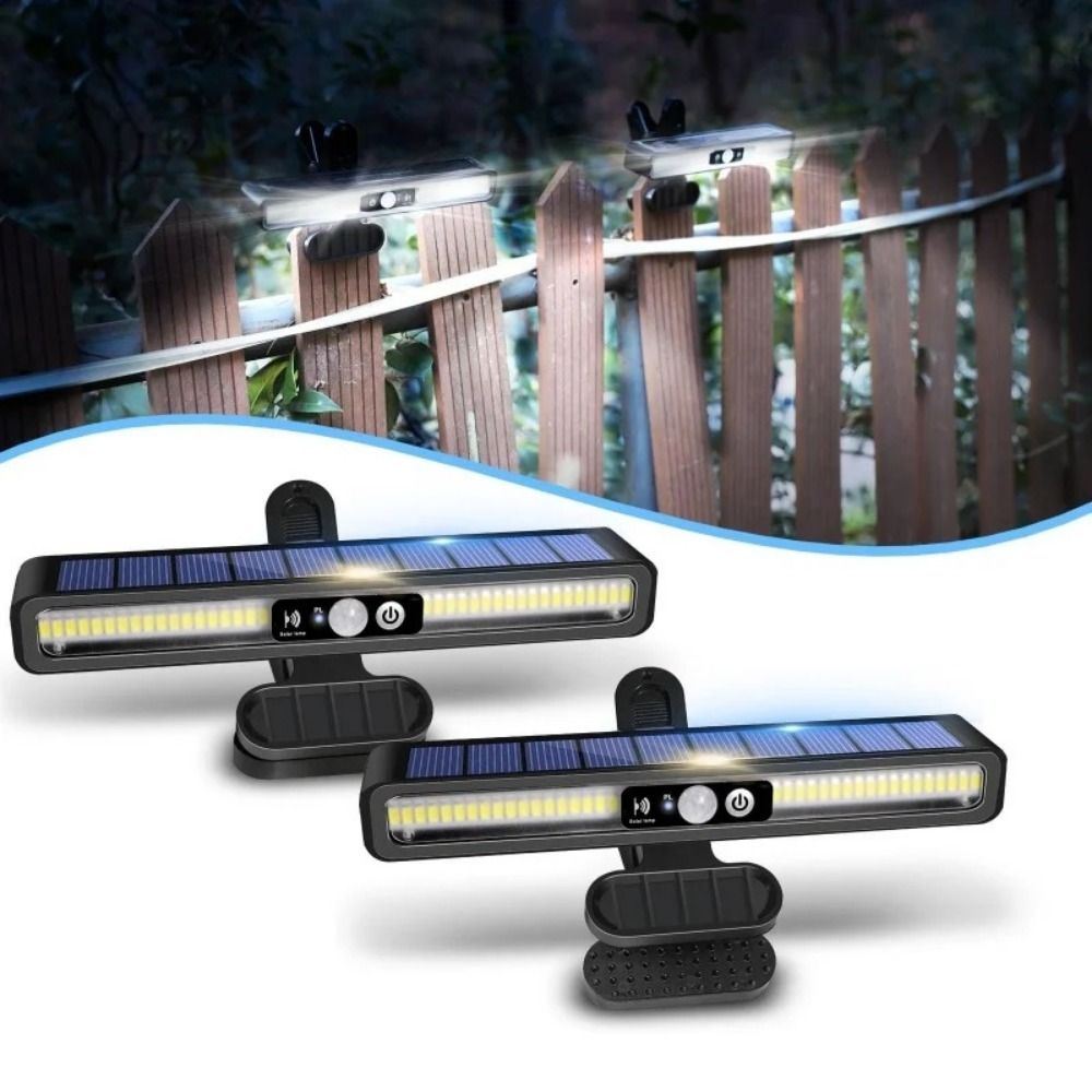 Portable 3 Light Modes Solar Clip Light Human Body Sensing White Light/Warm Light Outdoor Courtyard Lamp Waterproof Super Bright LED Solar Light Outdoor Camping