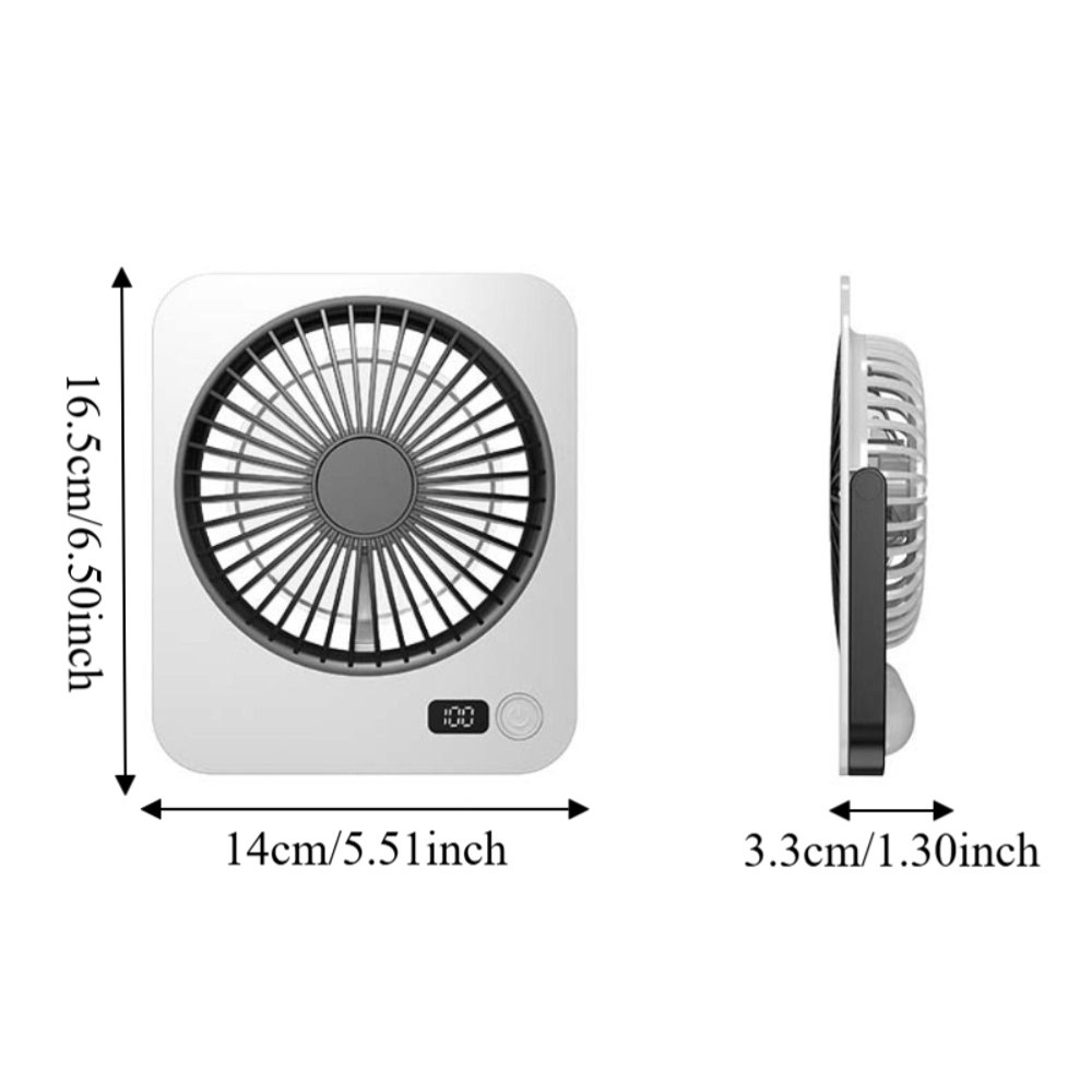 Lightweight Rechargeable Foldable Desk Fan Rapid Cooling Low-noise LED Digital Silent Fan Strong Wind 180-degree Rotatable Mini Outdoor Fan Camping