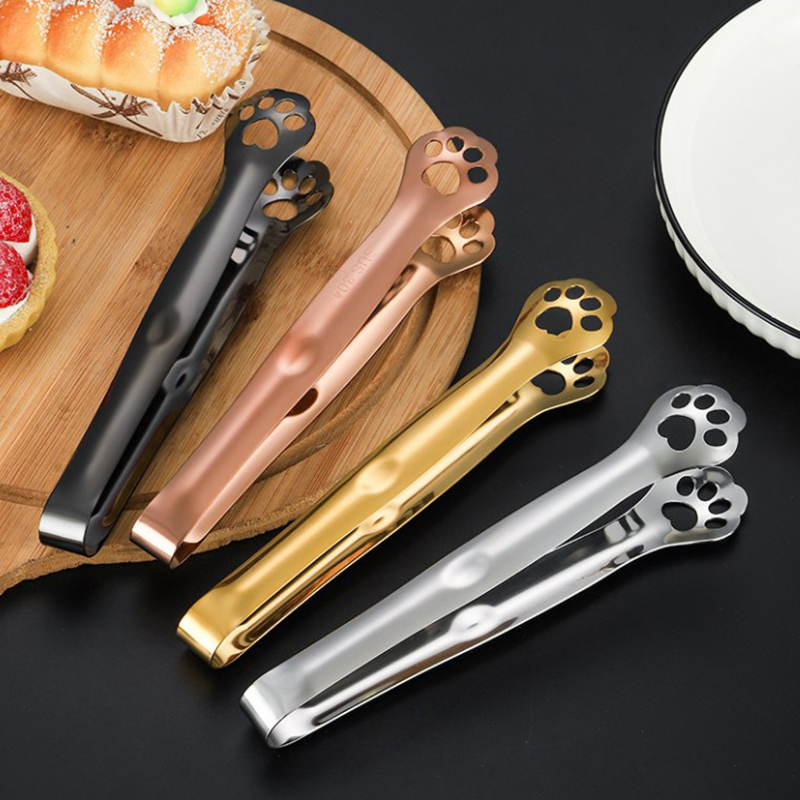 1Pc Barbecue Food Tong Non-Slip Cooking Clip Stainless Steel Ice Tongs Salad Cat Claw Shape Steak Clamp Bread Tongs Kitchen Tool CF8