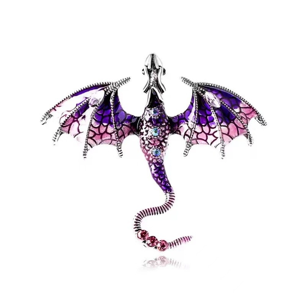 New Colorful Enamel Dragon Brooches Retro Metal Flying Dragon Brooch Pins Gold Plated Animal Rhinestone Dragon Brooch Clothes Decoration