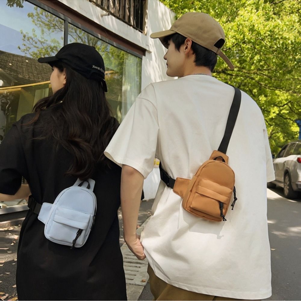 Leisure Solid Color Men Crossbody Bag Mini Japanese Style Sport Chest Bag Coin Purse Nylon Shoulder Bag Fitness