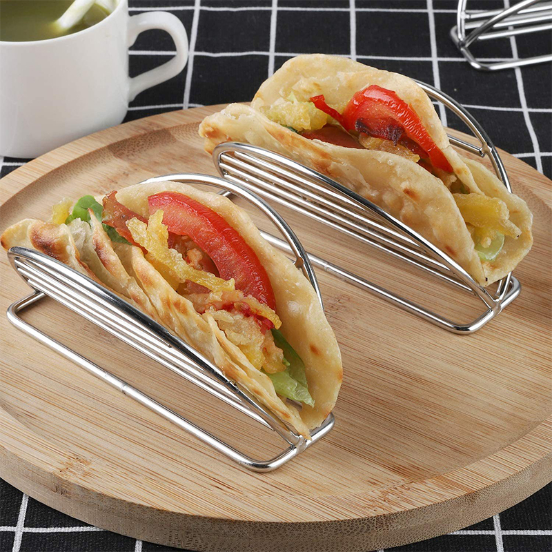 1PC 304 Stainless Steel Taco Holders Rack Mexican Food Hard Stand Holds Kitchen Tool Restaurant Food Display CF8