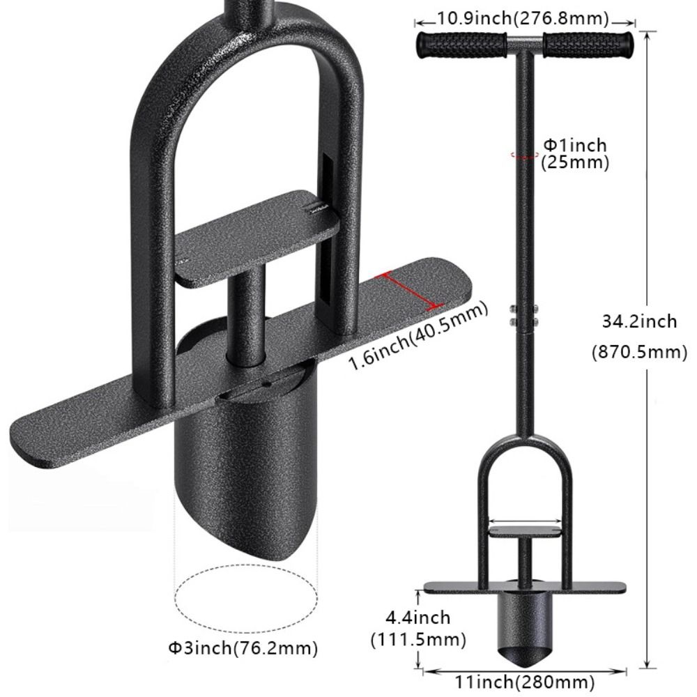 Durable Long Handle Grass Plugger Tool Ergonomic Steel Construction Bulb Planter Foot Ejector Heavy Duty Sod Plugger Tool Grass Repair