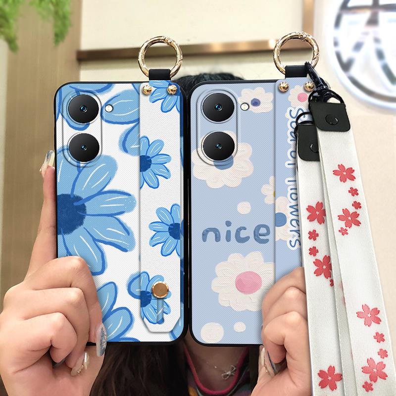 Oil Painting Fashion Design Phone Case For VIVO T3 Lite 5G/IQOO Z9 Lite 5G Wristband Back Cover Kickstand Waterproof