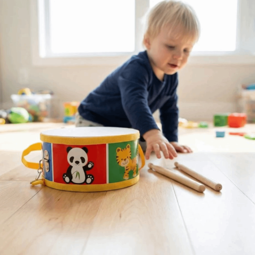 Tambourine Double Sided Instrument Hand Drum Toys Percussion Instrument Learning Musical Instrument Toys Multifunctional Portable Wood Kids Drum Toys Children Baby