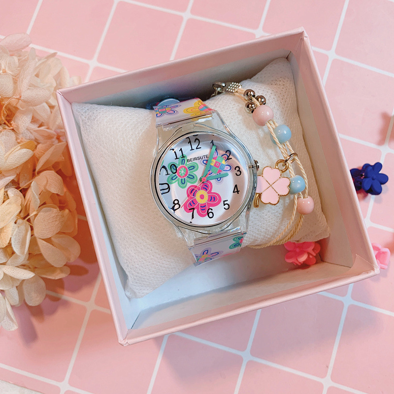 【New arrival】Xianya Style Colorful Small Flower Watches for Girls - Middle School Students, Korean Fashion, Cute and Charming, Girl's Candy Color Jelly Watches