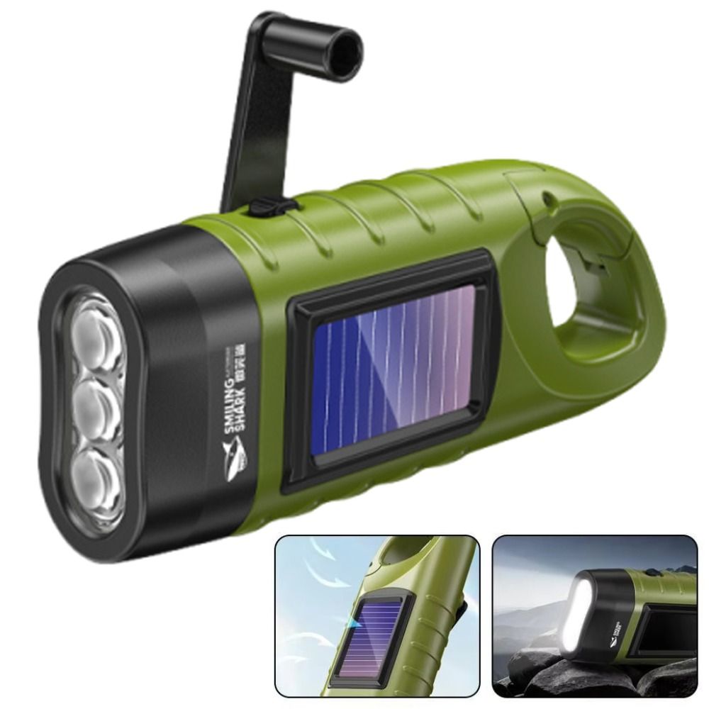 Easy To Carry 3 LED Bulbs Hand Crank Dynamo Torch Quick Snap Carabiner Bright Portable LED Light Mini Rechargeable Outdoor Camping Lamp Hiking