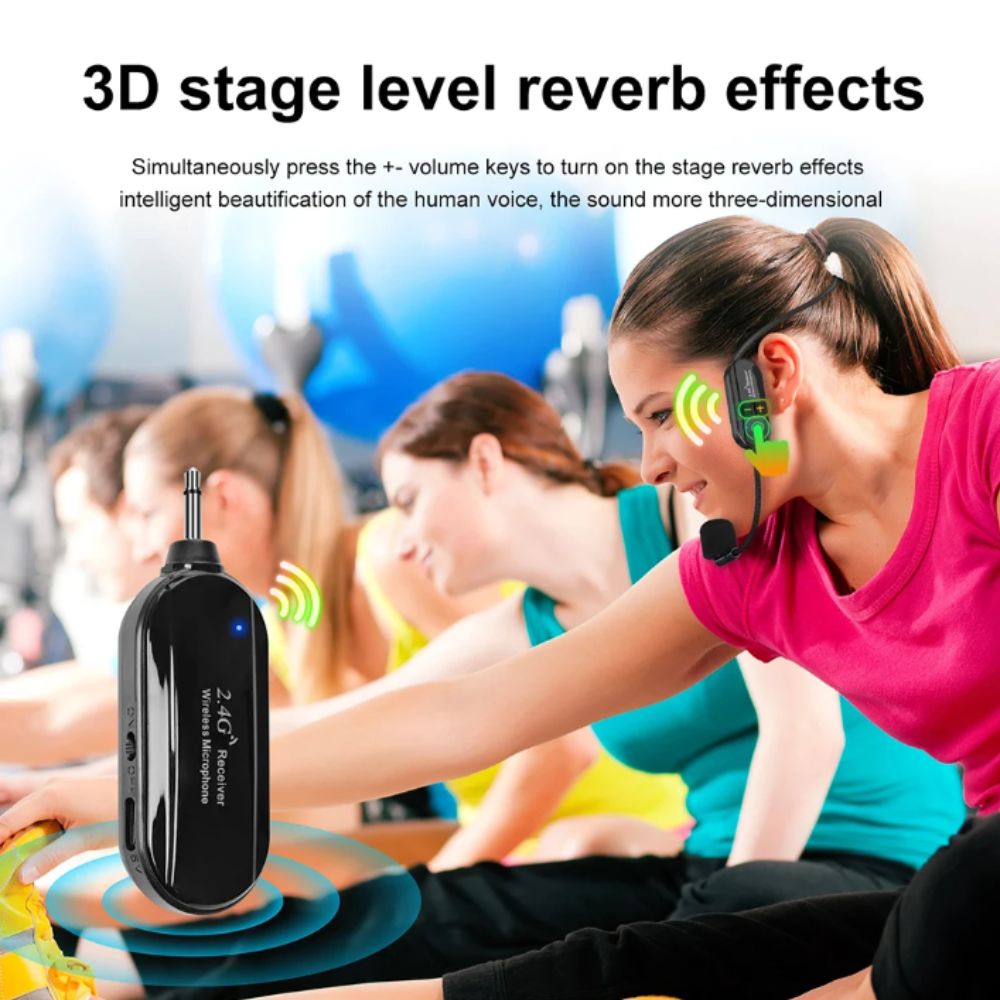 Computer Meeting Transmitter with Receiver Wireless Lavalier Microphone Head-mounted Design Wireless Technology 2.4G Microphone Set 2.4G Frequency Lavalier Style Wireless Microphone Headset Teaching Application