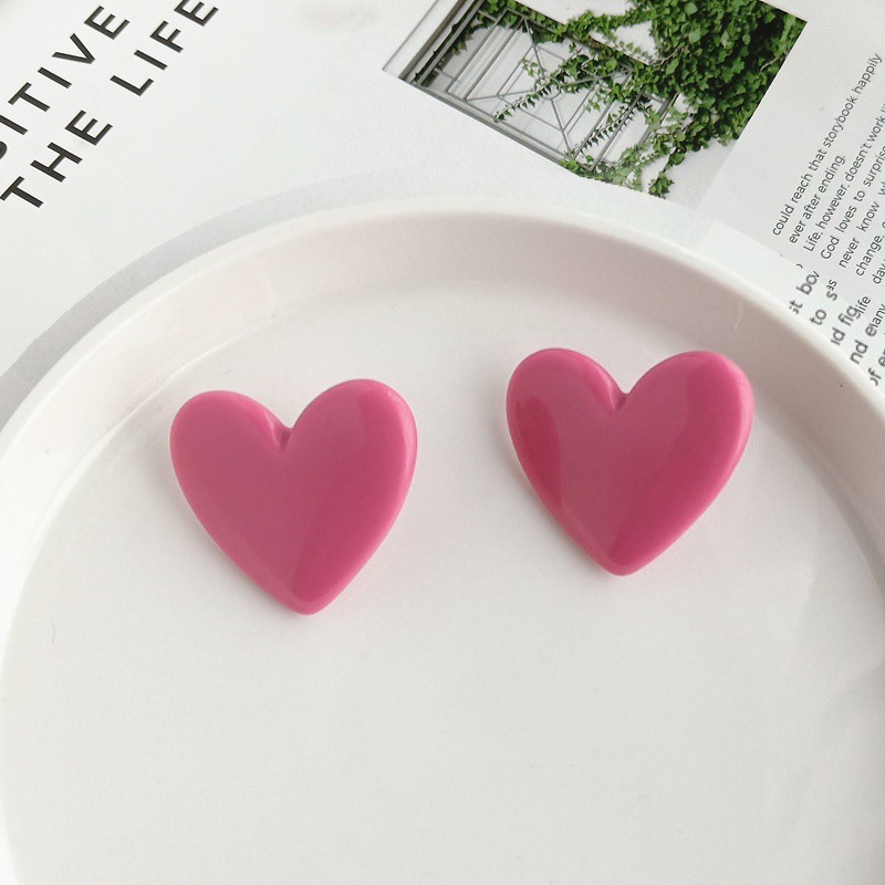 【Prices low- Now don't beslow】Pitaya color peach heart earrings ~ exaggerated Japanese ins casual s925 silver women's plum earrings
