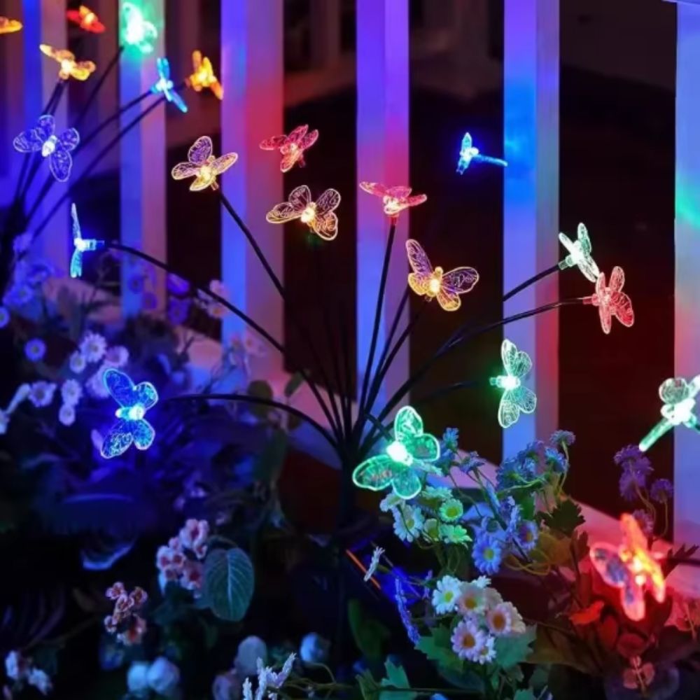 Landscape Waterproof Solar Butterfly Lights 2 Modes Battery-operated Outdoor Decor Light 6 LED Solar Powered Stake Lights Garden