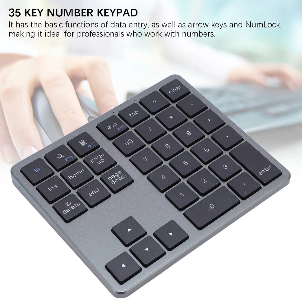 JAERBEE 19 Keys Universal Bluetooth Wireless Numeric Keypads Mini Numpad Digital Keyboard for PC Accounting Supplies