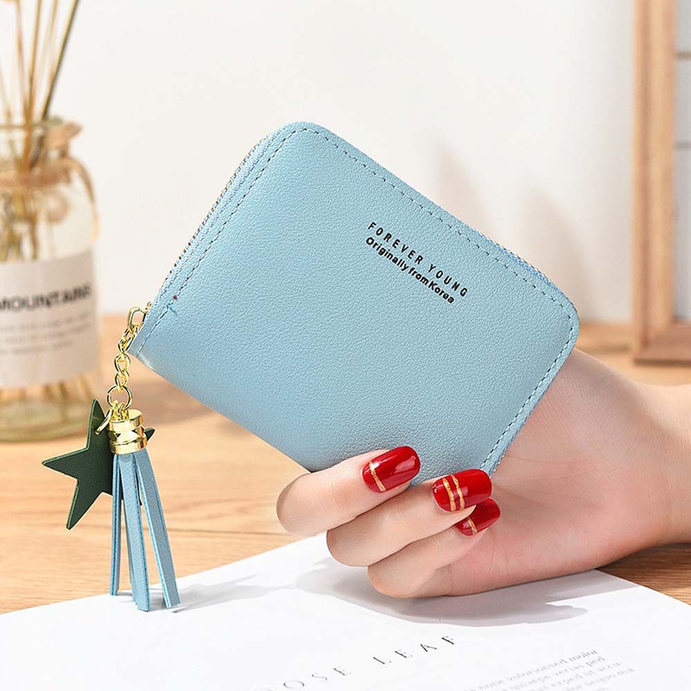Cute Sweet Multifunctional Letter Star Tassel PU Card Holders Money Bag Small Coin Purse Women Wallets