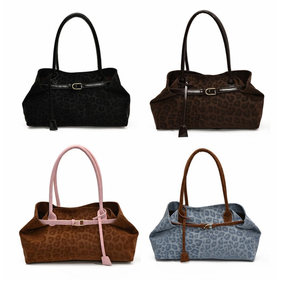 Trendy PU Leopard Print Tote Bag Large Capacity Versatile Satchel Casual Women's Shoulder Bag Daily
