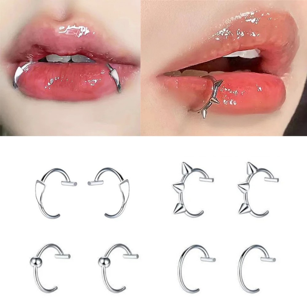 【New Arrivals】1 Pair Stainless Steel Lip Stud Rivet Lip Ring Piercing Jewelry temu