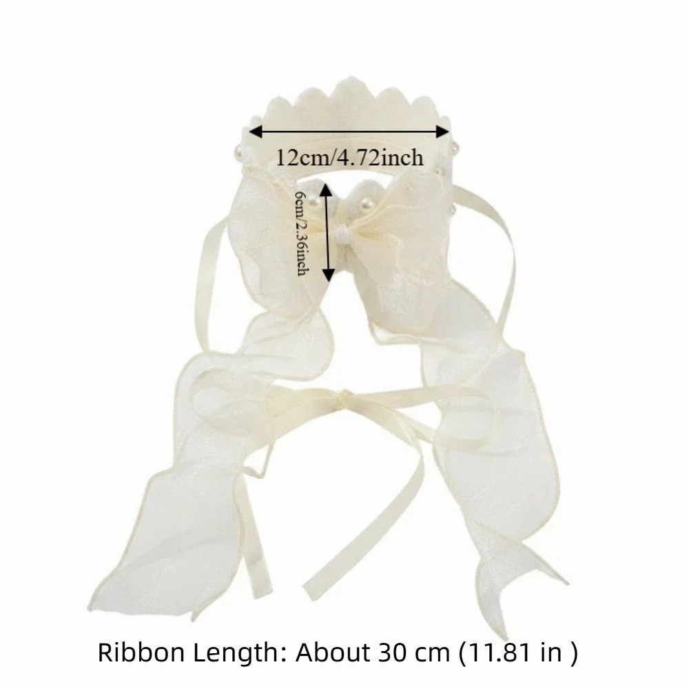 Hair Accessories Birthday Crown Tulle Bow Handmade White Party Hat Elegant Lace Girl Headpiece Flower Girl