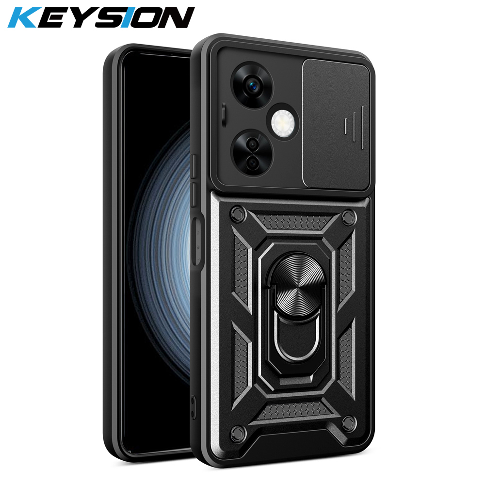 Wenefang KEYSION Shockproof Case for OnePlus Nord CE 3 Lite 5G N30 Push Pull Camera Protection Stand Phone Cover for OnePlus Ace 2 1+ 11R
