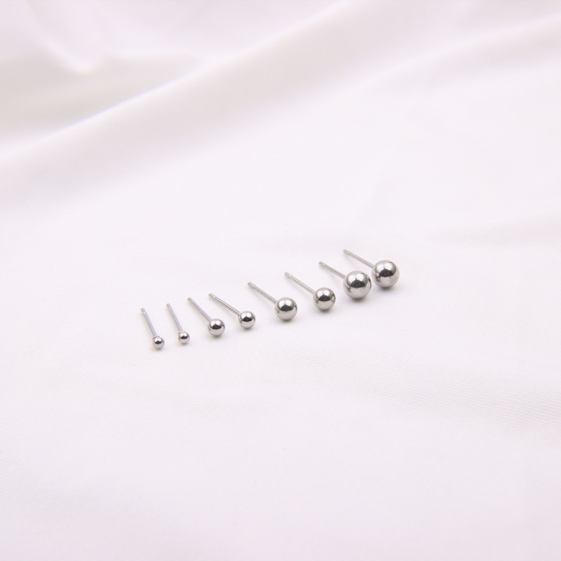 【New Arrivals】Ball Small Earrings Women's Earrings Fine Needle Ear Holes Round Beads Titanium Steel Light Beads Stainless Steel Earrings Men's Ear Bone Simple Korean