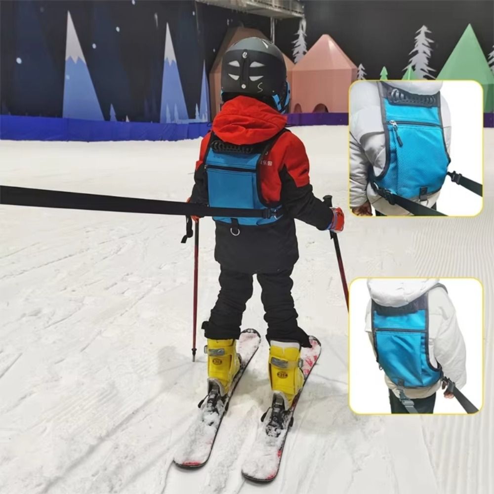 Easy-to-Use Adjustable Ski Harness for Kids Speed Control Safety Leash Snowboard Training Belt Backpack Nylon Skateboard Training Equipment Beginner Skiers