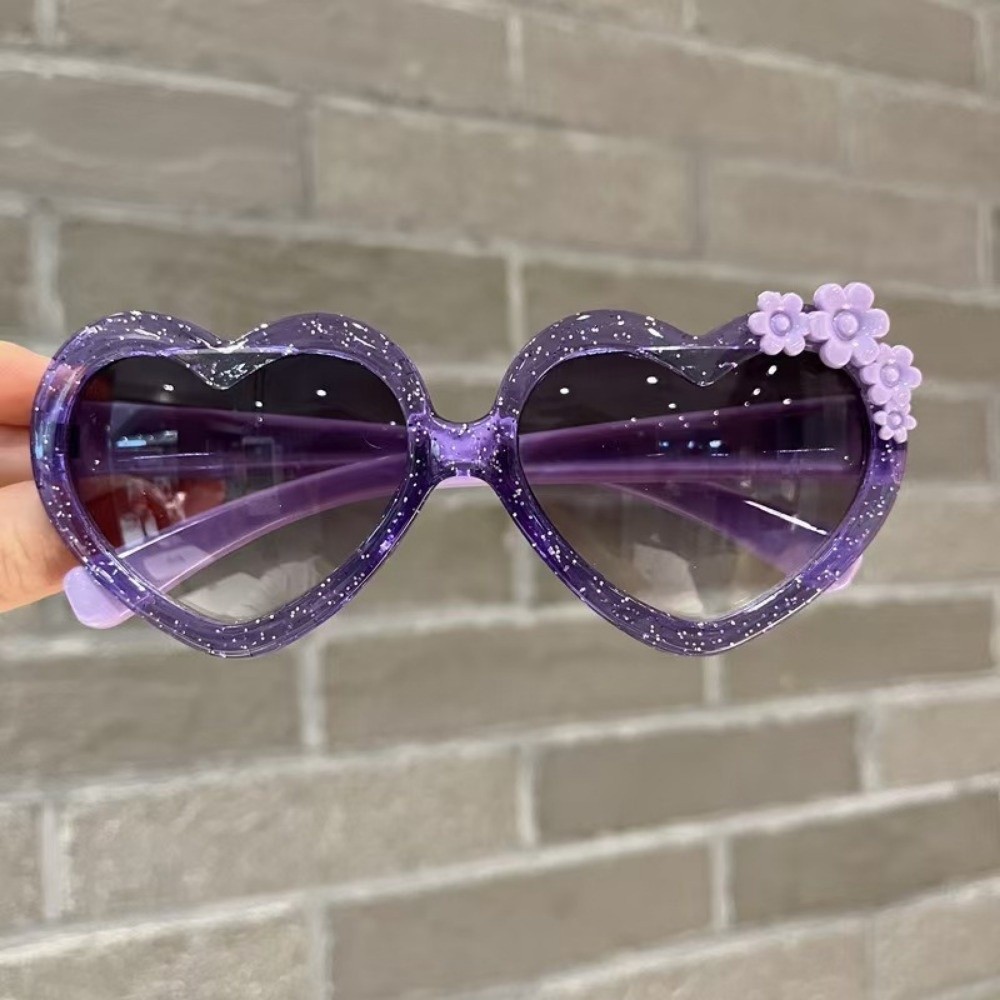 Casual Heart Shape Cartoon Flower Sunglasses UV-blocking Cute Pattern Children Sunglasses Lovely Kids Eyewear Outdoor Use