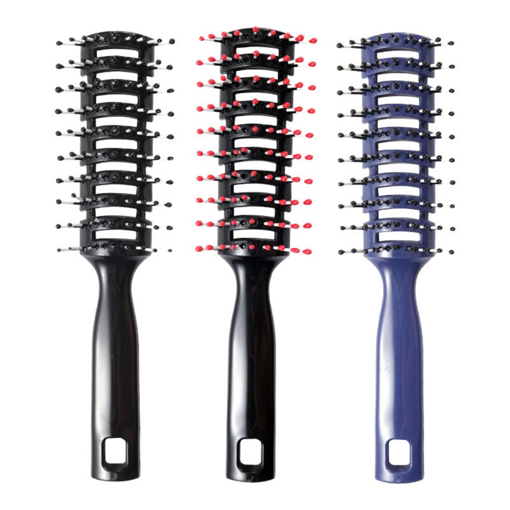 Fluffy Hair Brush Plastic Detangling Vent Brush Black Anti-slip Anti-static Heat Comb Durable Massage Ribs Hair Comb Salon