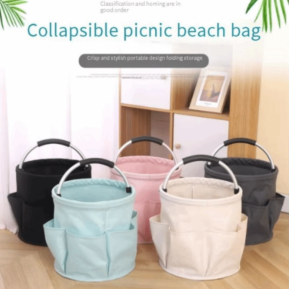 Sturdy Multi Pocket Garden Tools Bag Foldable with Handle Picnic Folding Basket Multifunction Large Capacity Electrician Toolkit Bucket Fishing