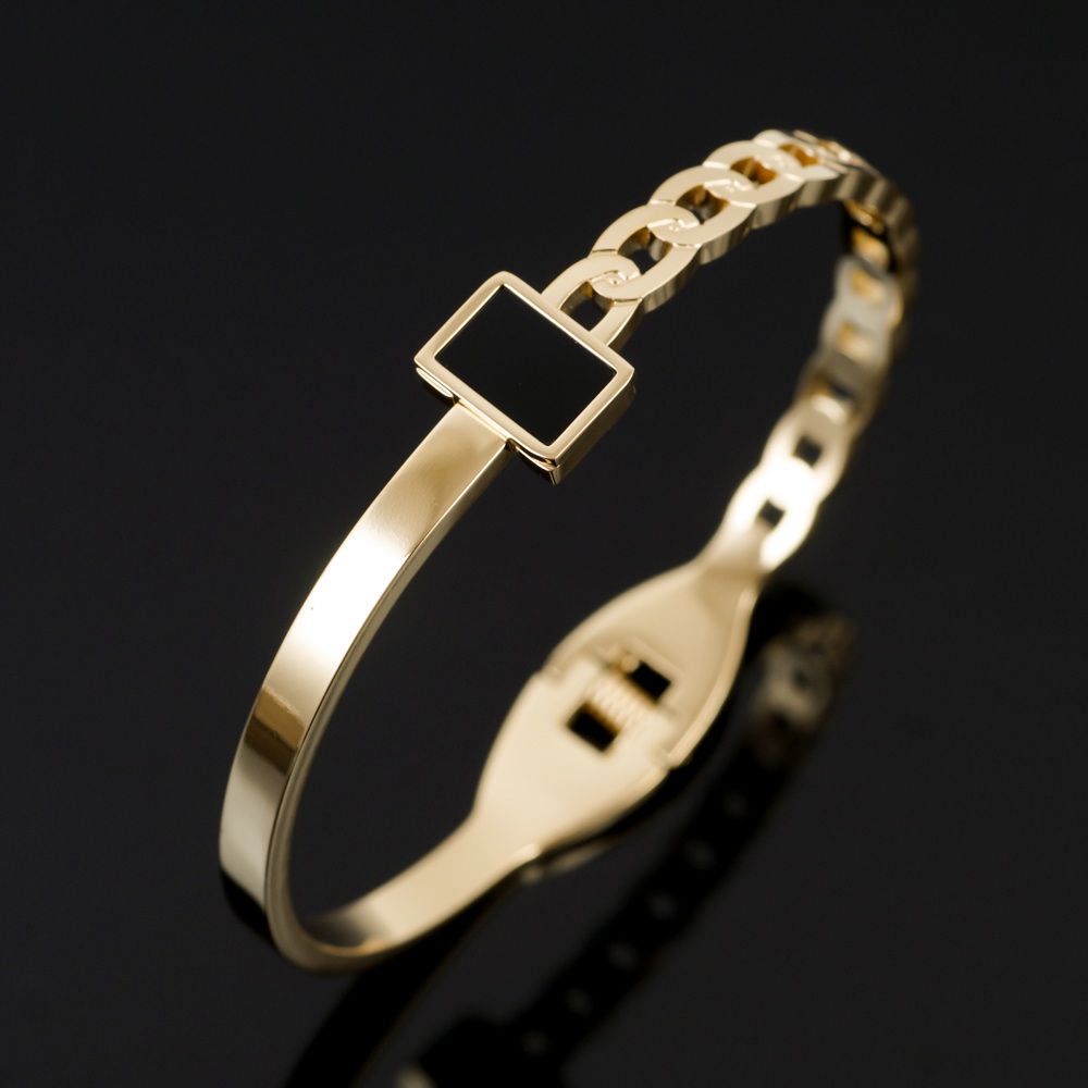 【Exclusive Discount】Luxury Love Bangles Square Black Shell Stainless Steel golden Bangles For Men Wedding Jewelry Gift
