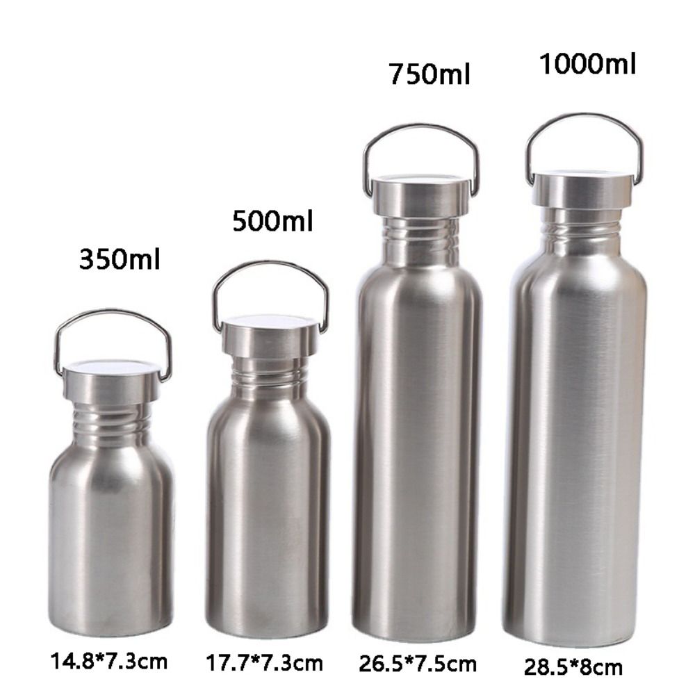 Durable 1000ml/750ml/500ml/350ml Stainless Steel Bicycle Flask with Handle Single Layer Cycling Water Bottle Durable Anti-fall Drinkware Camping