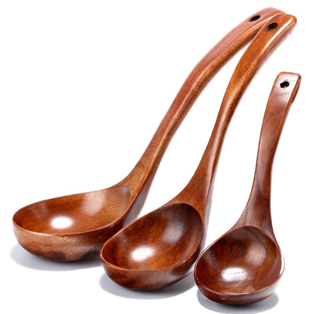 Catering Bamboo Wooden Accessorie Gadget Soup Spoon Long Handled Scoop Kitchen Cooking Utensil