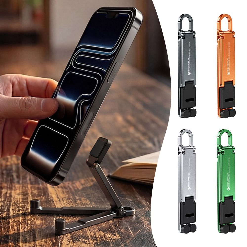 Universal Folding Phone Stand Multi-angle Adjustable Lightweight Keychain Phone Holder Portable Lazy Person Phone Support Bracket