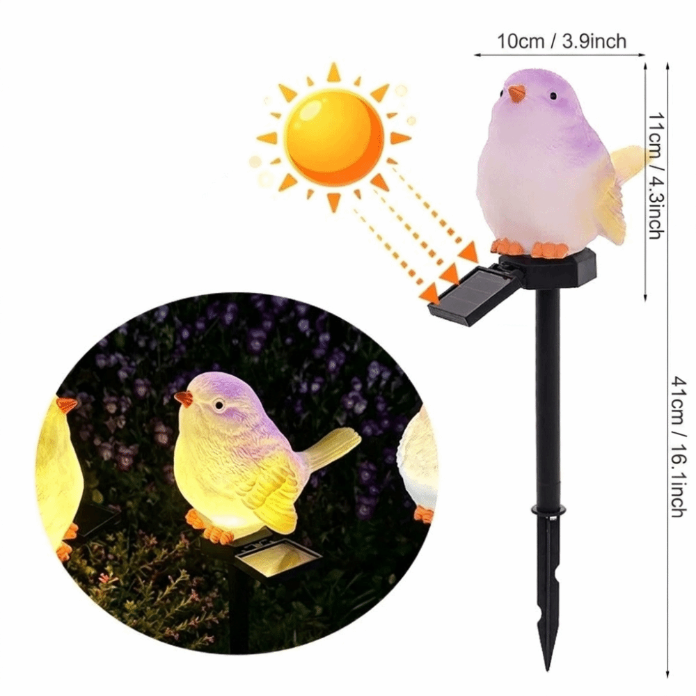 Practical Decorative Waterproof Solar LED Bird Stake Light Light Sensing Auto On/Off Landscape Decorative Light Delicate Bird Shape Sealed Structure Solar Powered Garden Light Yard Patio Backyard