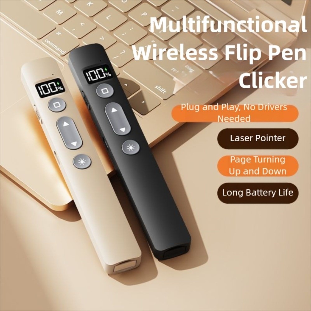 Durable 2.4GHz Laser Pointer Clicker Meeting Remote Presentation Laser Presentation Pointer Infrared Remote Portable Wireless Flip Pen Clicker for PowerPoint