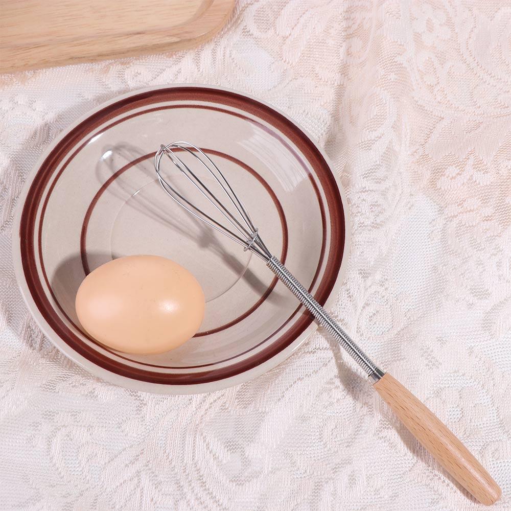 Kitchen Tools Multifunction Stainless Steel Egg Beater Useful Portable Hand Egg Beater Wooden Handle Mini Egg Whisk Home