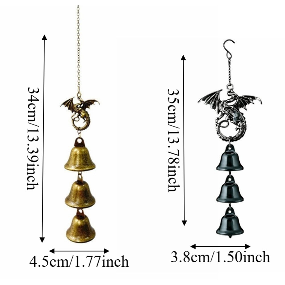 Dark Aesthetics Metal Black Dragon Wind Chime Bells Decorations Vintage Wind Chimes Ornaments Crafts Dragon Doorbell Festive Decorations