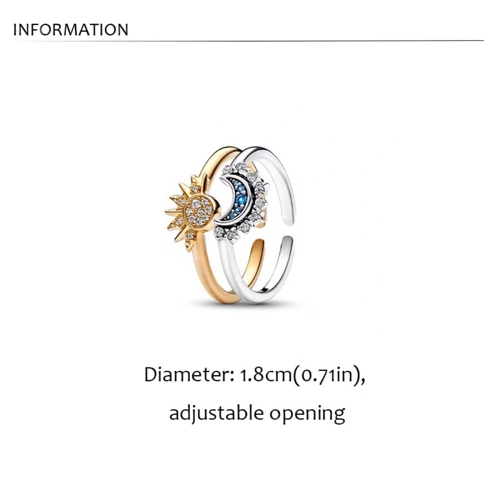 Exquisite Open Sun Ring Star Ring Jewelry Moon Finger Ring Gift