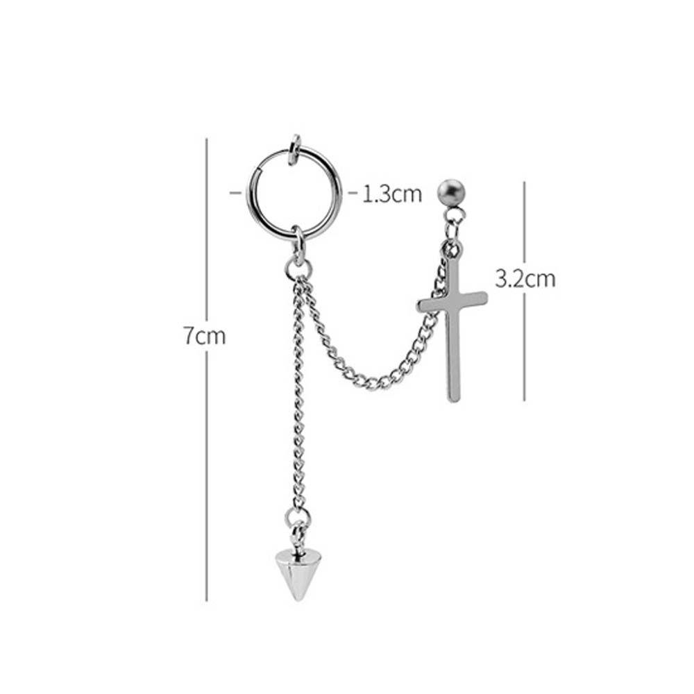 Hip Hop Simple Elegant Gift Stainless Steel Men Pointed Cone Chain Tassel Clip Earring Stud Earring Fashion Jewelry Women Dangle Earring