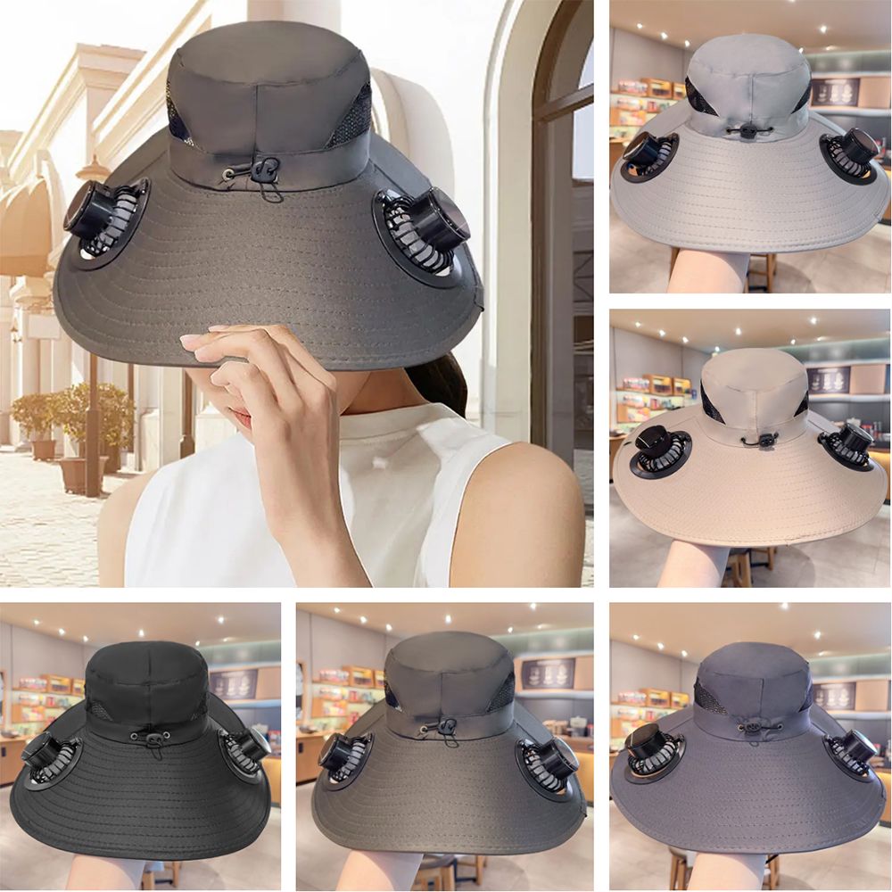 Portable Removable Solar Fan Hat Breathable 3 Speeds Wide Brim Sun Cap High Wind Power Quick-Drying Adjustable Visor Cap Fishing