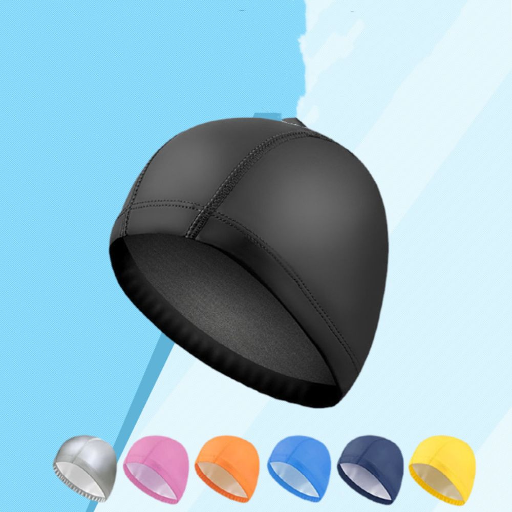 Durable PU PU Fabric Swimming Cap Waterproof Protect Ears Waterproof Swim Pool Hat Flexible Long Hair Available Long Hair Swimming Hat Unisex