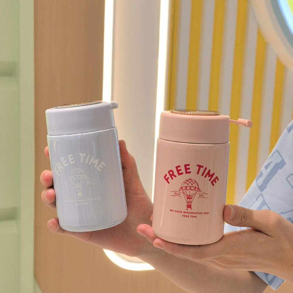 Cute Stainless Steel Mini Thermos Cup Insulated Drinking Kettle Portable Vacuum Flask Container Leak Proof Thermal Water Bottle Porridge Soup