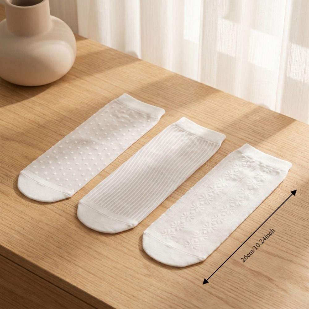 Comfortable Ruffled Edge Lace Transparent Socks Breathable Ice Silk Mesh Thin Socks Lolita Pile Up Mid Tube Socks Girls