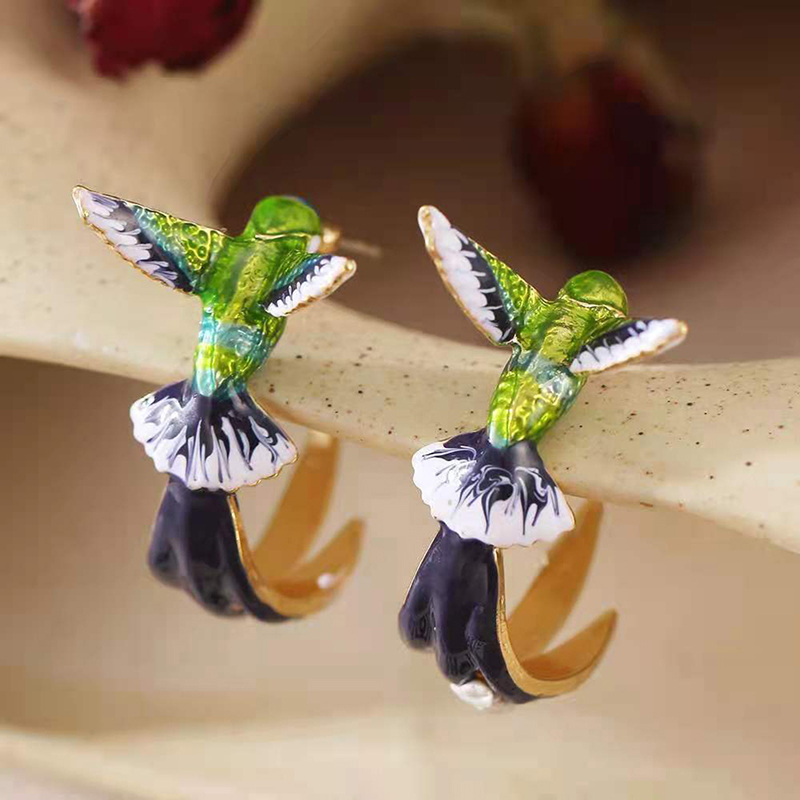 Fashion Girl Earrings Flying Hummingbird Bird Earrings Women Jewelry Accessories 7DD