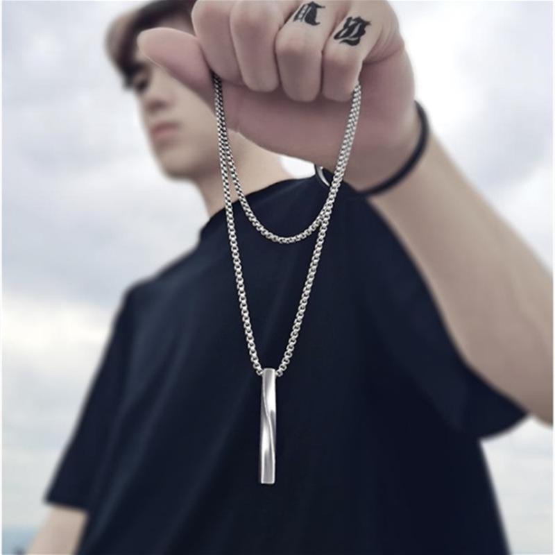 【New Arrivals】Spiral Necklace Trendy Men in Minimalistic Style About Personality Hip Hop Boys Stainless Steel Accessories