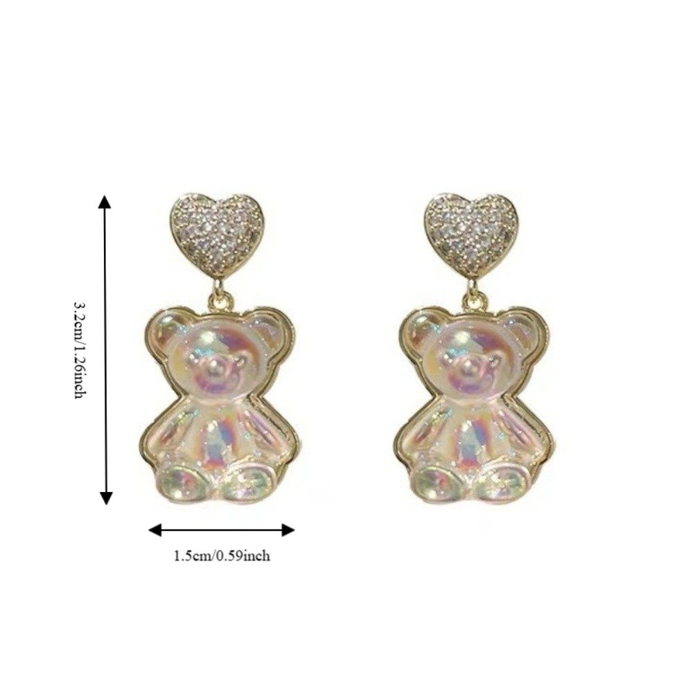 Simple Sweet Little Bear Earrings Elegant Heart Shaped Stud Earrings Light Cute Earrings Gift