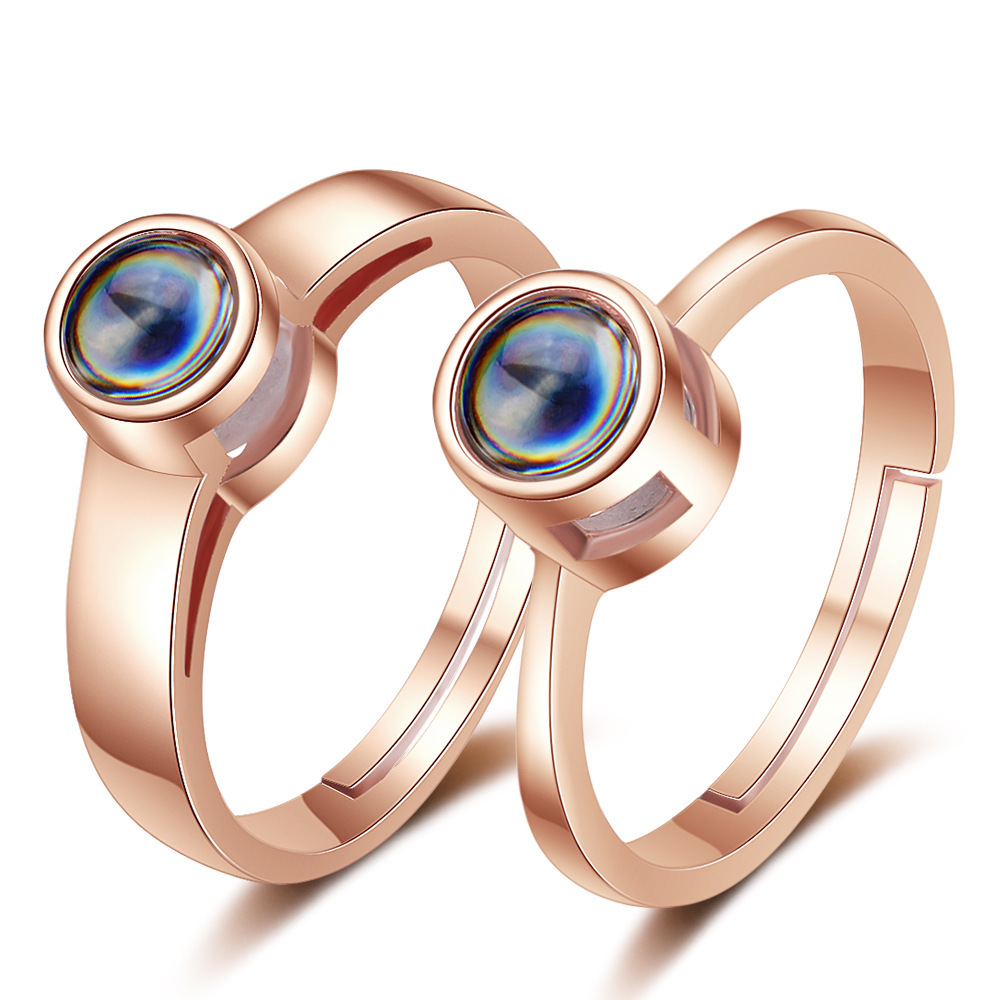 quality】The same 100 languages I love you ring men's and women's opening adjustable couple ring